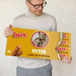 Mega Twix chokolade med navn og billede